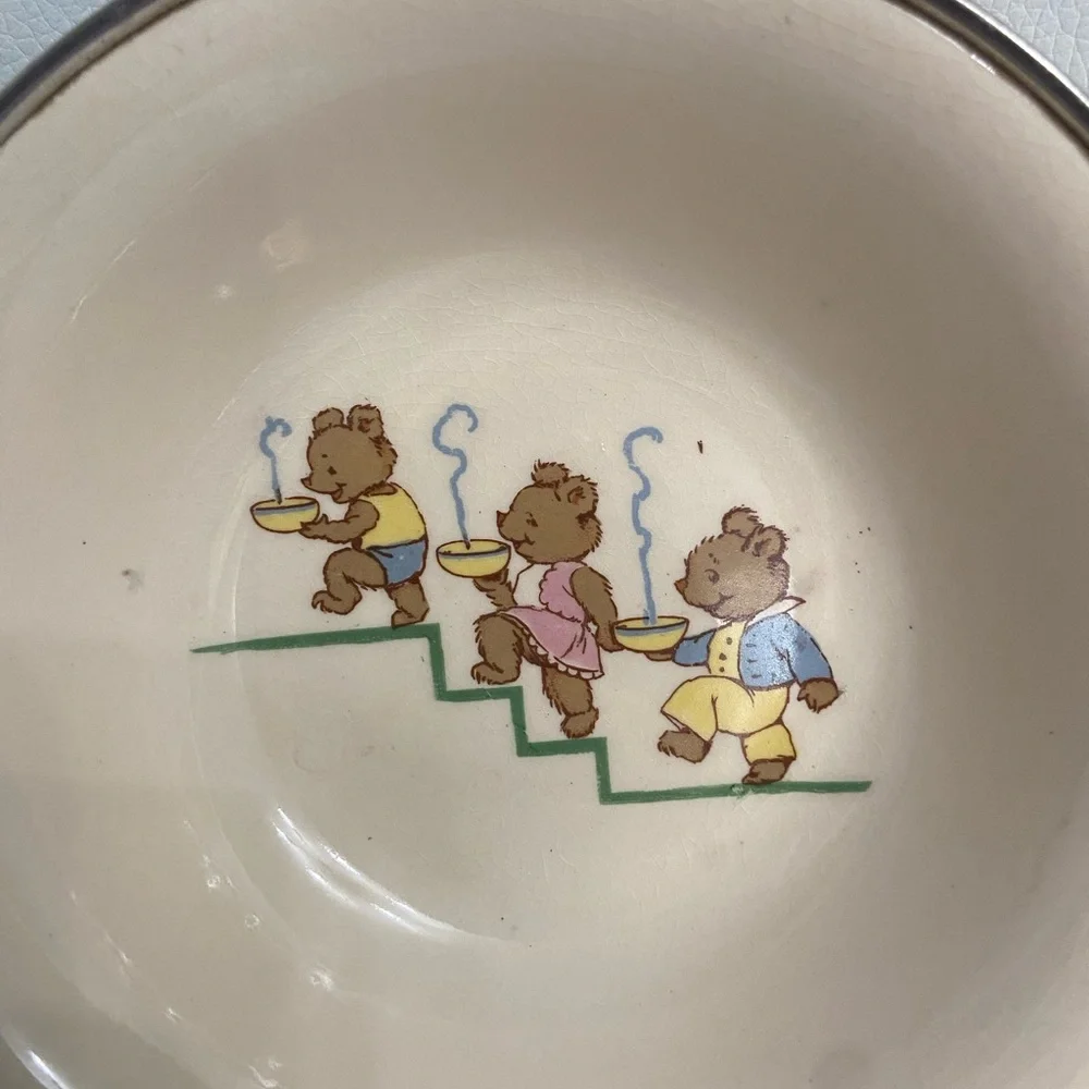 VTG Excello 3 Bears Baby/Child Warming Dish/Bowl on Steel Base Retro Cottagecore - Picture 3 of 17